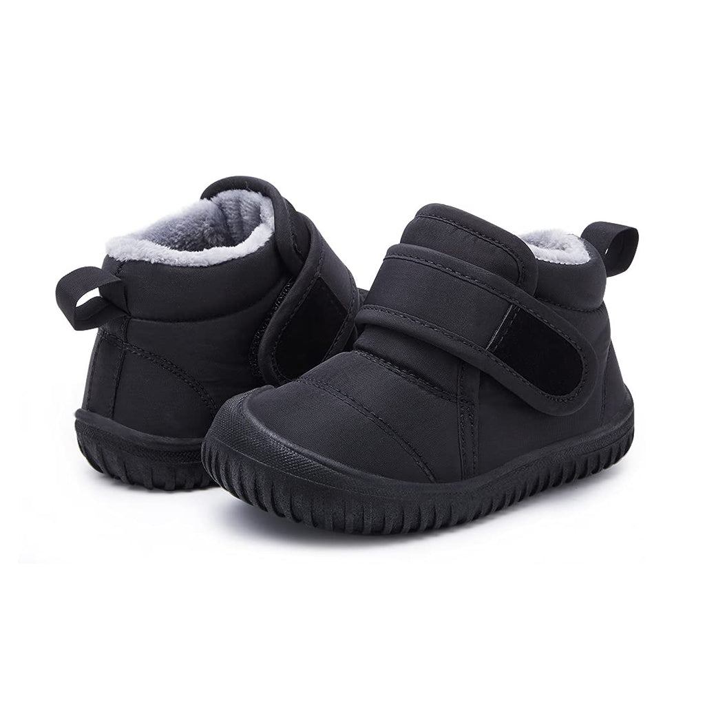 BMCiTYBM Baby Snow Boots Boys Girls Winter Infant Shoes Anti-Slip 6 9 12 18 24 Months Faux Fur Black Size 8 Toddler