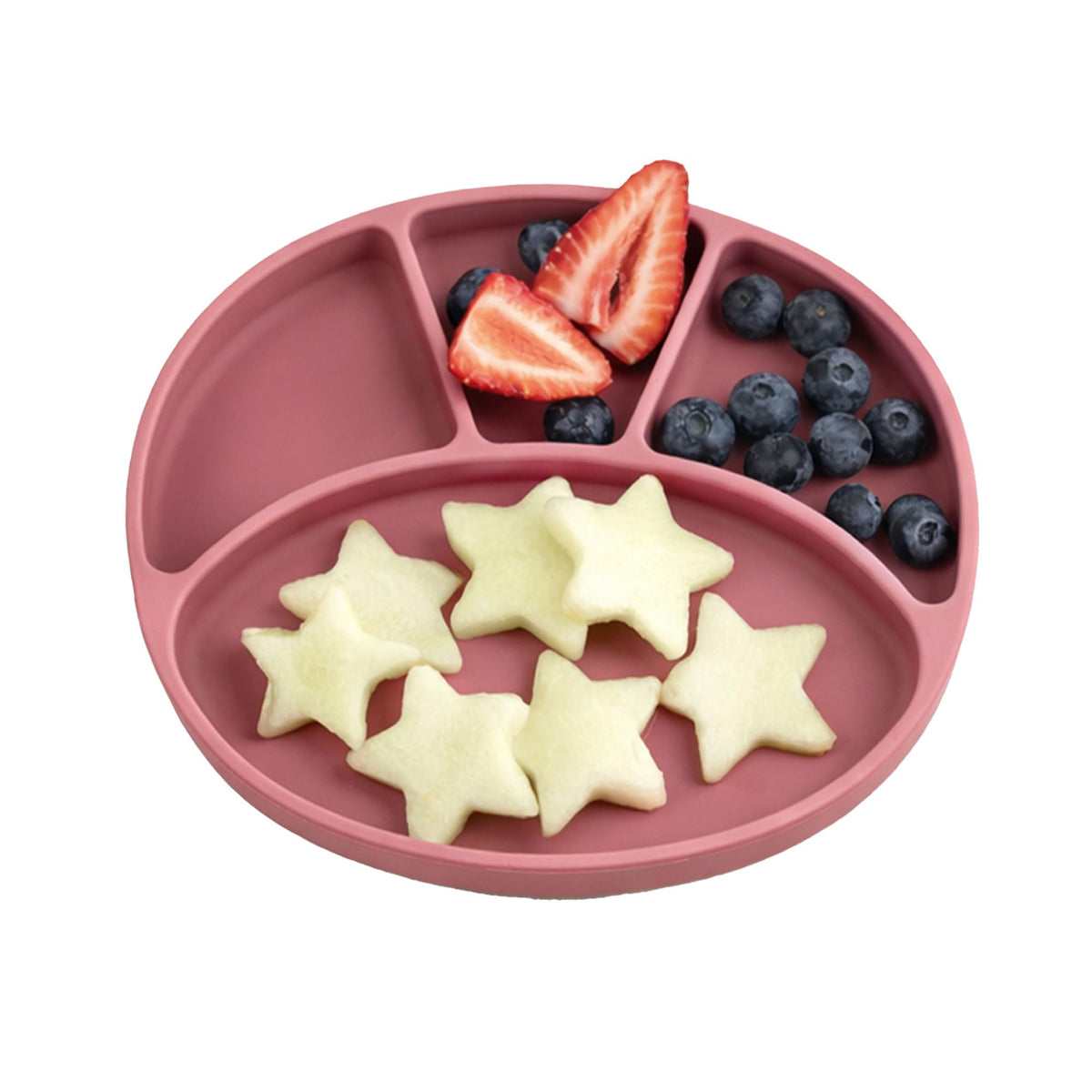 BIBaDO - Silicone Suction Divider Plate (Blush) - Toddler Plates - Help Develop Motor Skills - Durable, Dishwasher & Microwave Safe, BPA Free - Medical Grade - Baby Essentials - 6 Months to 3 Years