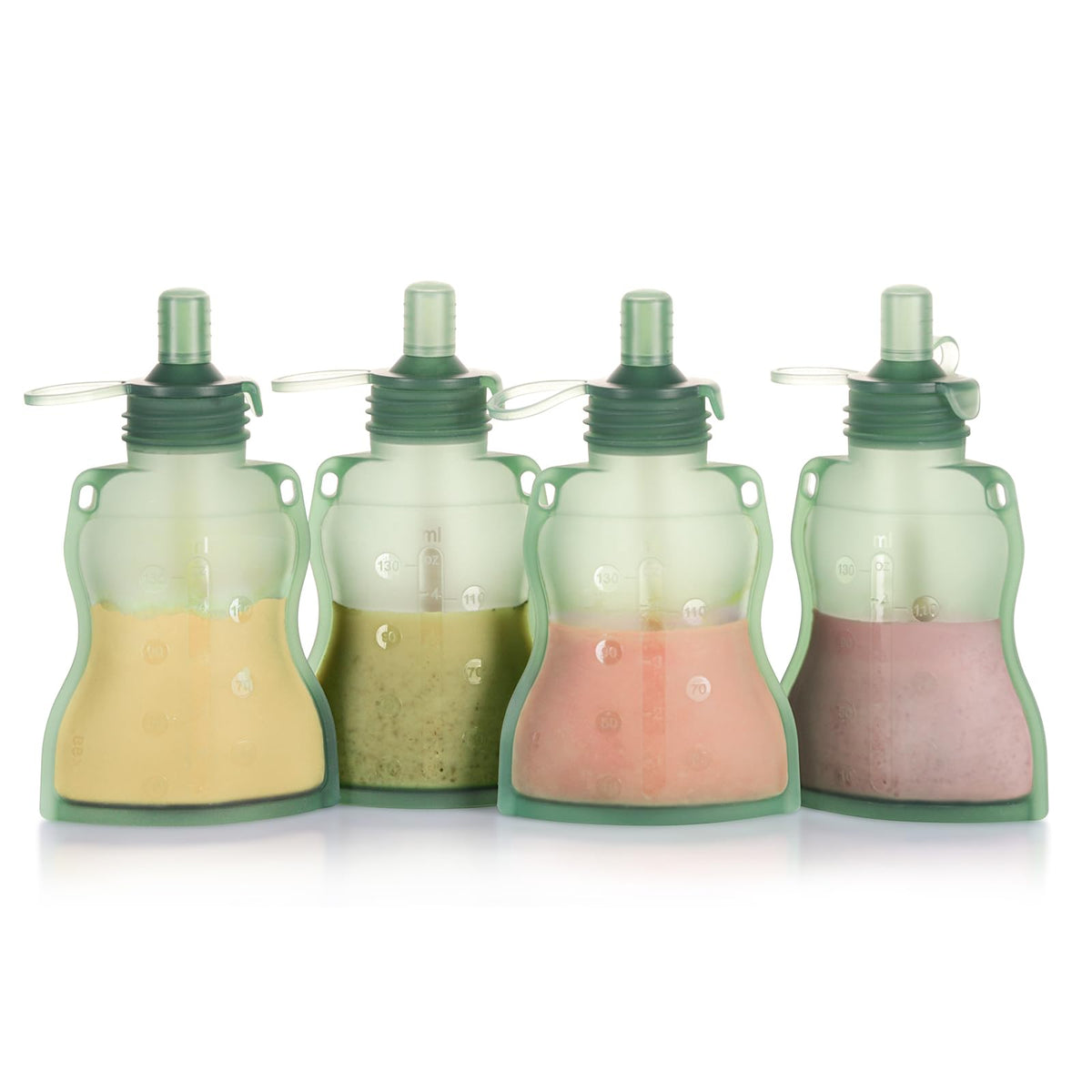 haakaa Refillable Silicone Baby Food Pouch, 4oz, 4PK, Lavender