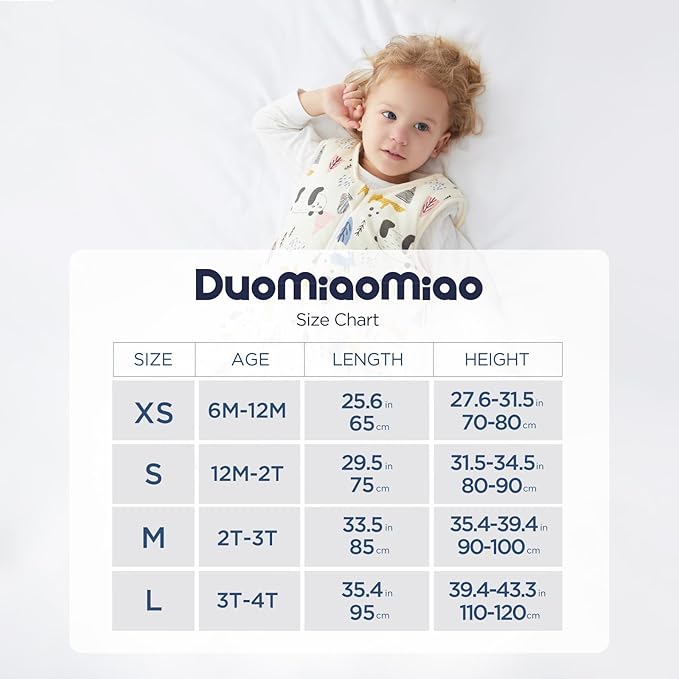 Duomiaomiao 2.5 TOG Toddler Sleep Sack 6-12 Months 100% Cotton Winter Baby Sleep Sack with Feet, Warm Comfy Toddler Wearable Blanket