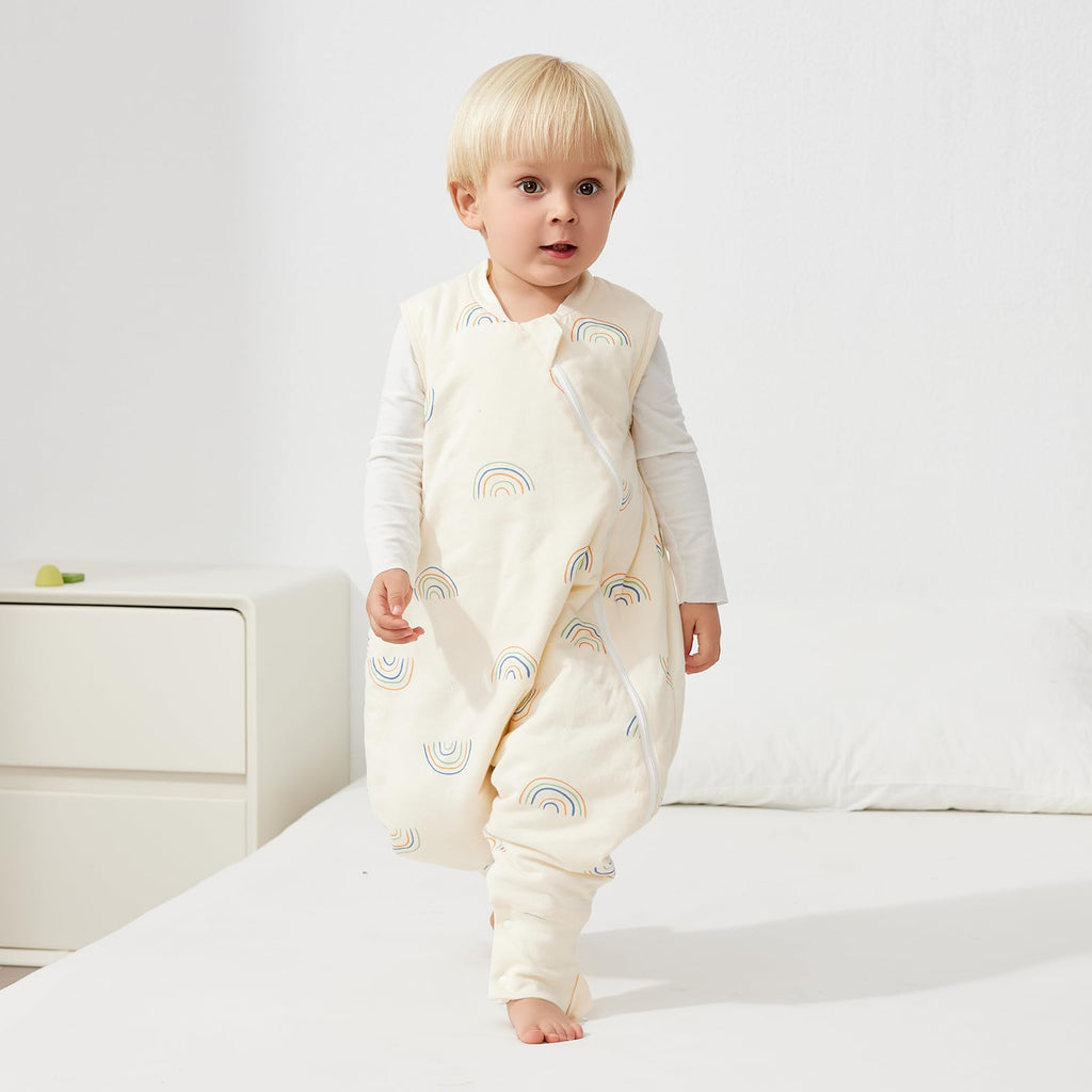 Duomiaomiao 2.5 TOG Toddler Sleep Bag 36-48 Months 100% Cotton Winter Side Open Zipper Baby Sleep Sack with Feet, Warm Toddler Wearable Blanket