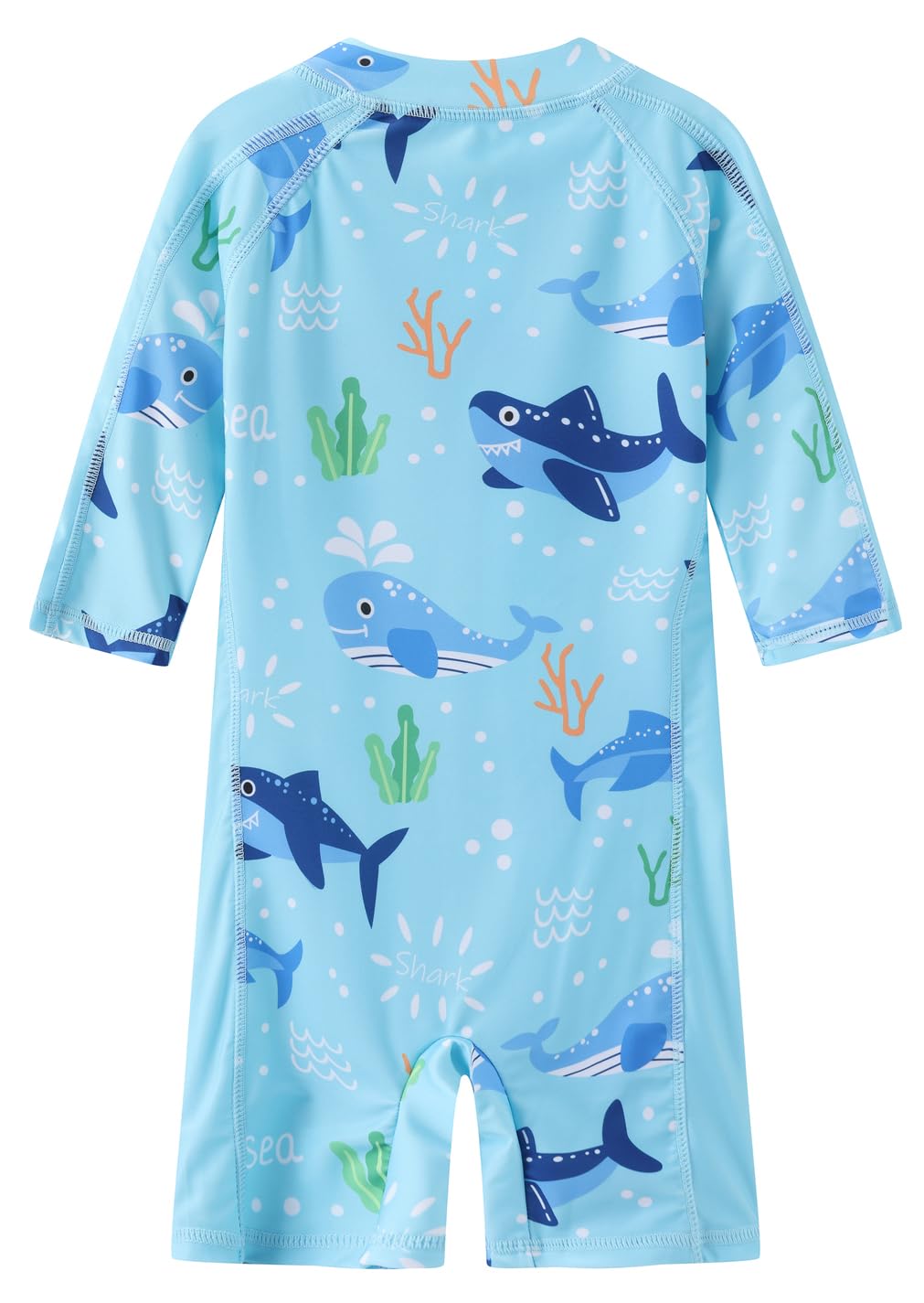 Toddler Baby Boys Swimsuit Rashguard One Piece Zipper Bathing Suit with Sun Hat Infant Swimwear Sunsuit UPF 50+（Sea Shark，6-9 Months）
