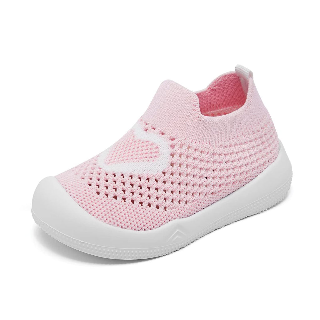 Baby Shoes Girls Boys Baby Sock Shoes with Non Slip Soft Rubber Sole Infant First Walking Sneaker Toddler Slipper Lightweight 18-24 Months Pink Heart