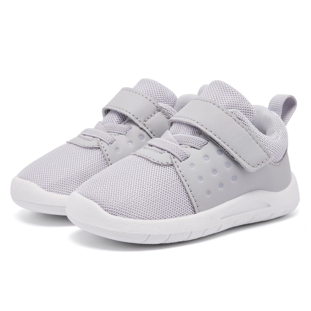 MORENDL Toddler Baby Shoes 0-4 Years Boy Girl Lightweight Breathable Non-Slip Sports Sneakers Running Walking Tennis Barefoot Shoes Grey 6-9Months