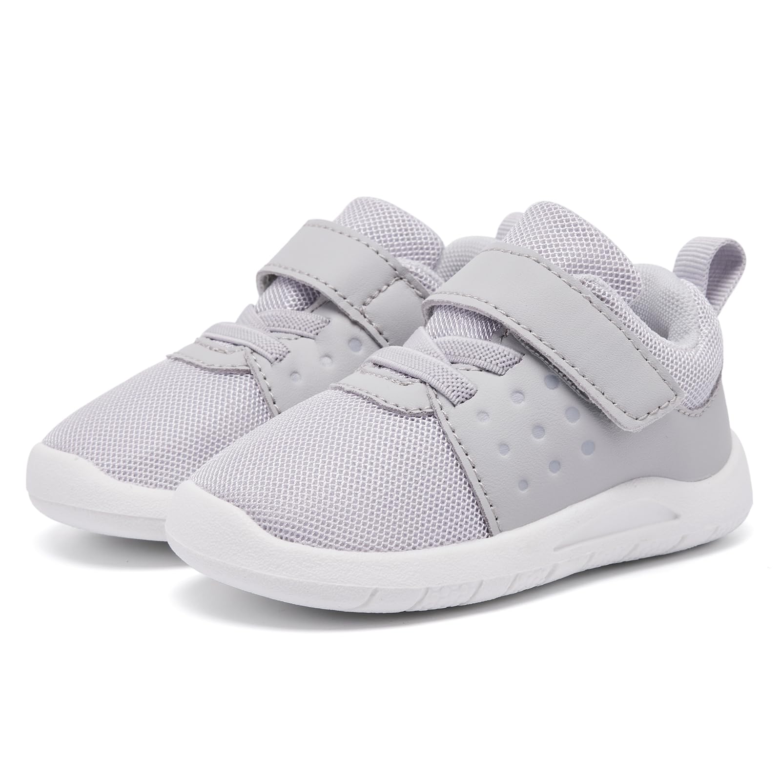 MORENDL Toddler Baby Shoes 0-4 Years Boy Girl Lightweight Breathable Non-Slip Sports Sneakers Running Walking Tennis Barefoot Shoes Grey 6-9Months
