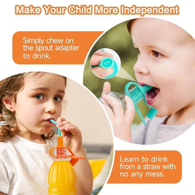 Morlike Living Water Bottle Spout Adapter, Silicone Baby Water Bottle Adapter for Toddlers, Protects Kids Mouth - No Spill & BPA Free (Mix - 4 Pack)