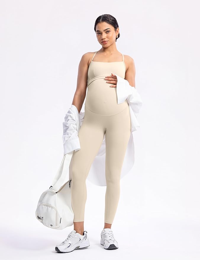 POSHDIVAH Women's Creamluxe Maternity Leggings 25"/28" Over The Belly Pregnancy Yoga Pants Active Workout Leggings