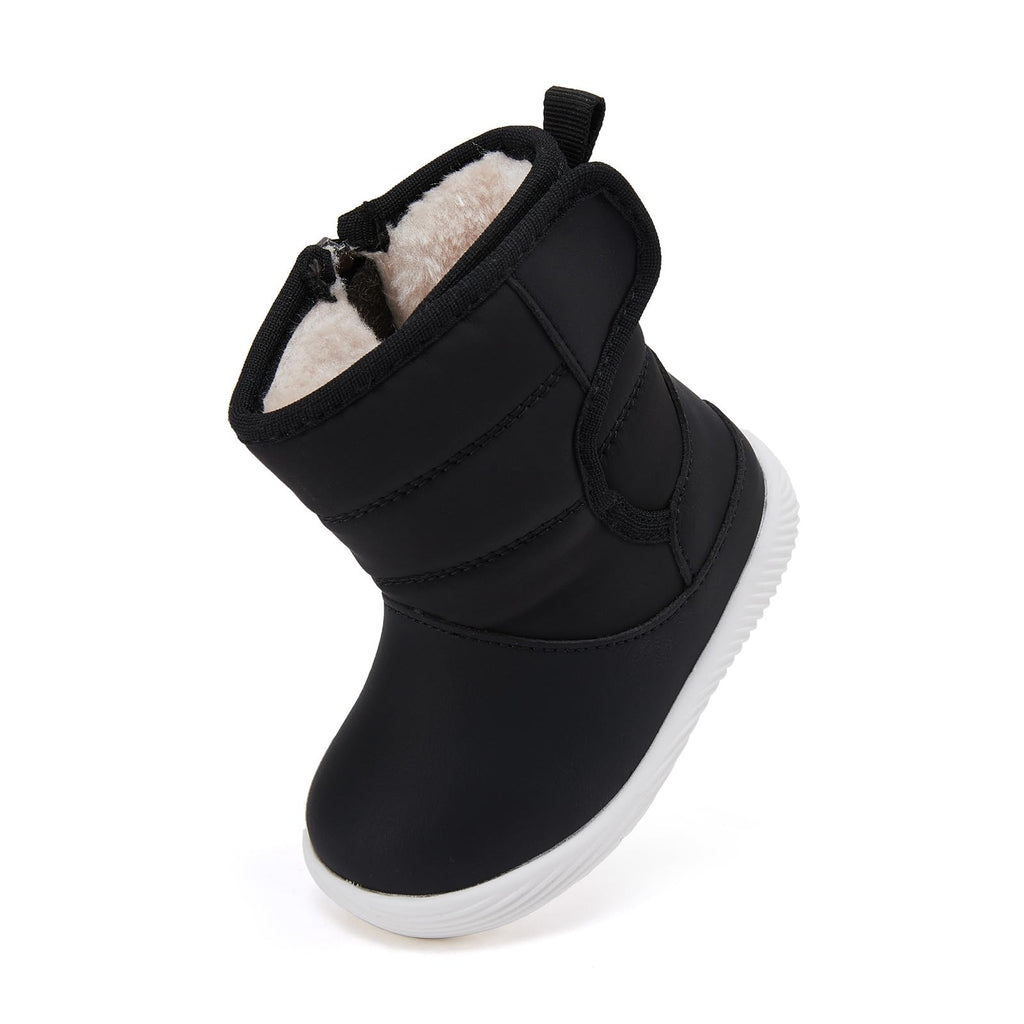 BMCiTYBM Baby Snow Boots Waterproof Infant Boy Girl Winter Booties Nonslip Lightweight Outdoor Warm Shoes for Cold Weather 6 9 12 18 24 Months Black Size 12-18 Months Toddler