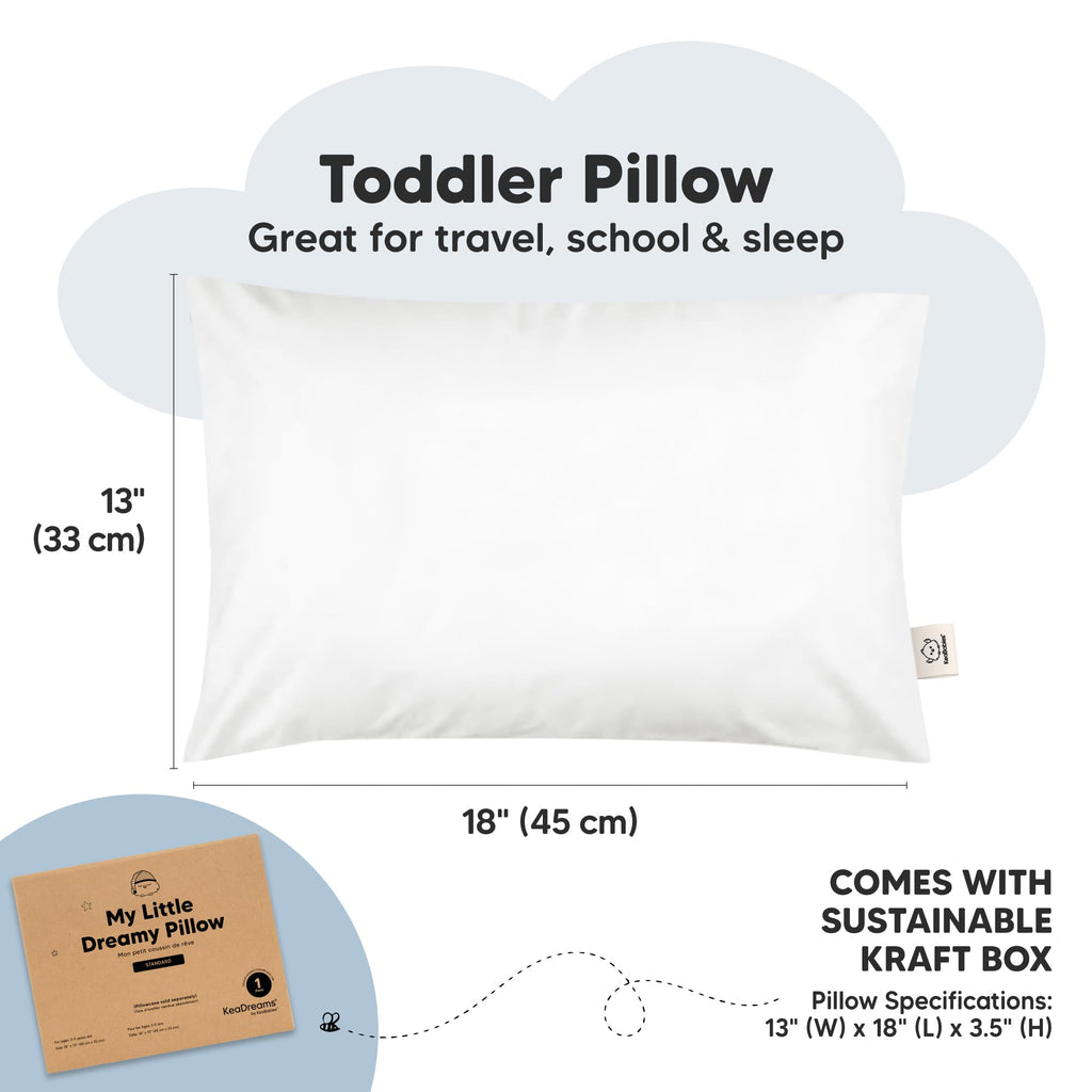 KeaBabies 1pk Toddler Pillows 2 Year Old to 5,13x18 Kids Pillow(Soft White)