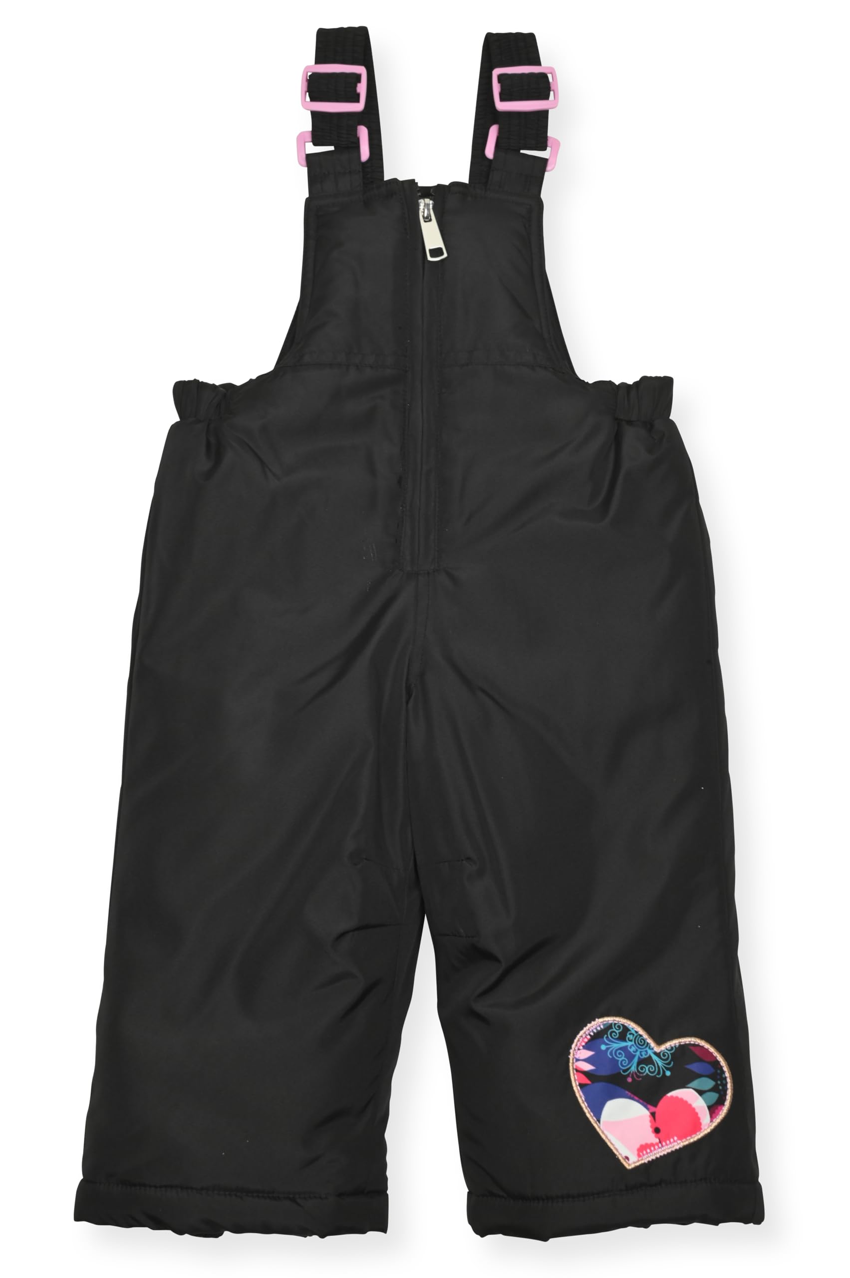 Arctic Quest Girls' Bib Snow Pants and Ski Jacket Water-Resistant Snowsuit For Kids Winter Hooded Jacket, Rich Black, 3T