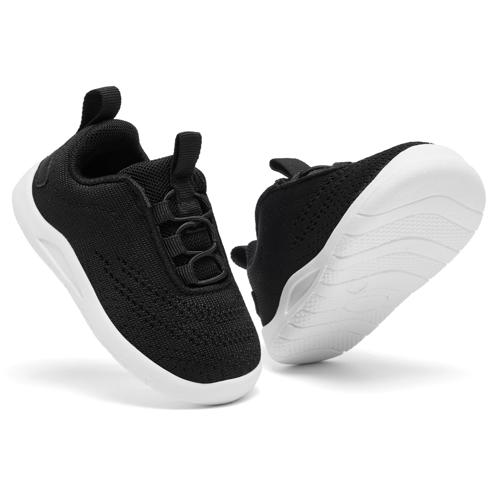 MORENDL Toddler Sneakers Baby Slip On Walking Shoes Non-Slip Breathable Boys & Girls Running Shoes Infant Tennis Shoes Black Size 8