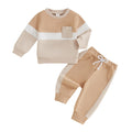 Lucikamy Toddler Baby Boy Fall Outfits Long Sleeve Crew Neck Pullover Sweatshirt + Jogger Pants Set Infant Winter Clothes (B-Khaki Apricot, 6-12 Months)