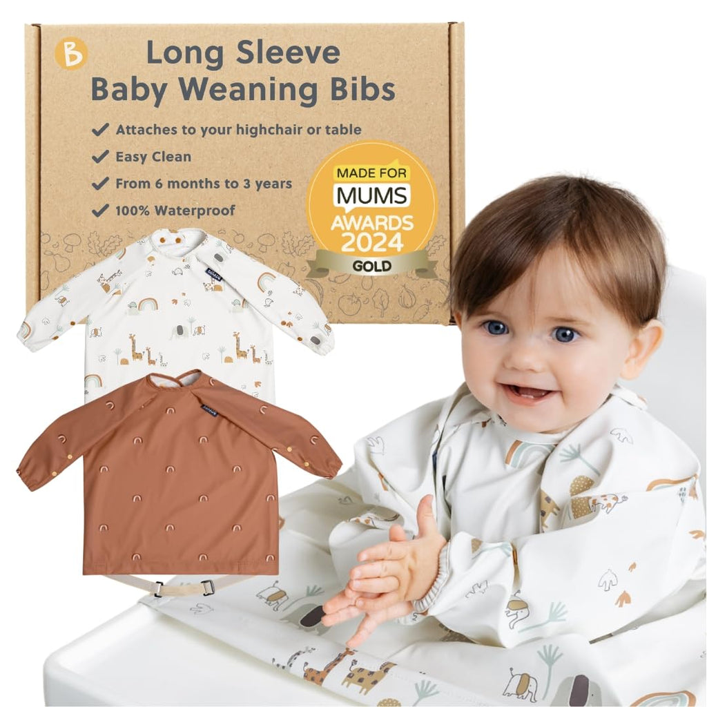 BIBaDO Attachable Long Sleeve Bib for Babies & Toddlers – Easy Clean