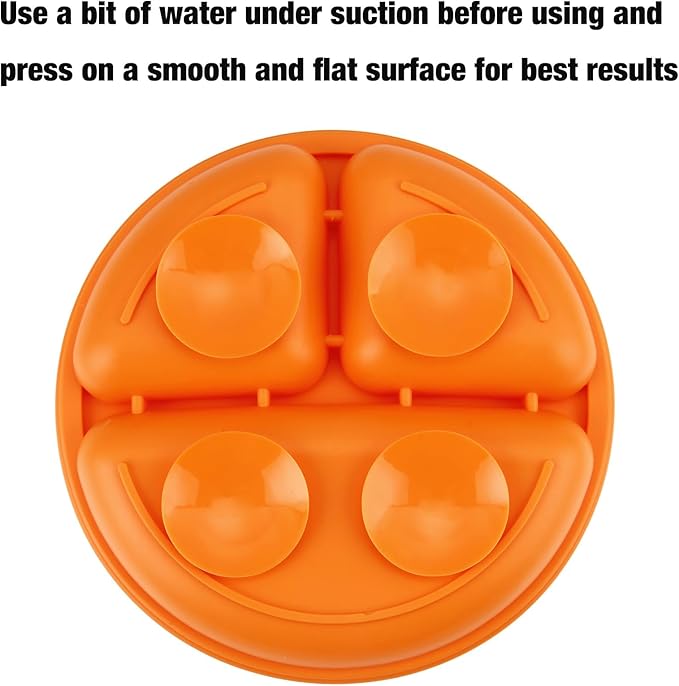 PandaEar 3 Pack Toddler Plates, Silicone Divided Suction Plate for Babies, BPA-Free 100% Food-Grade Silicone Unbreakable Baby Plate (Orange)