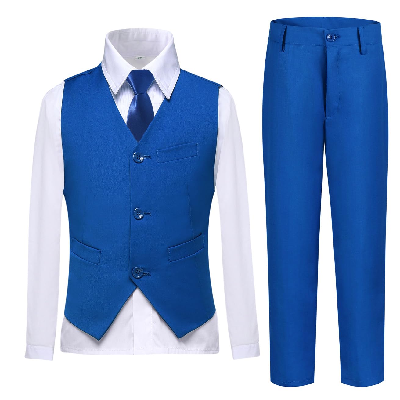 Boys Suit Vest Set Formal Dress Suits Wedding Outfit, Royal Blue, Size 14