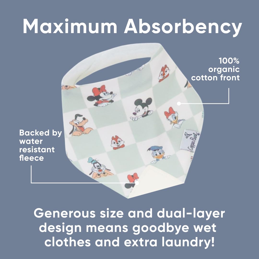 Copper Pearl Baby Bibs for Baby Boy or Girl – Bandana Drool Bibs for Teething, Absorbent Bibs for Eating, Newborn to Toddler, 4 Pack, Mickey Mouse & Friends