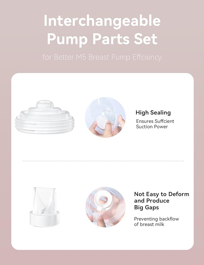 14PCS Breast Pump Parts Compatible with Momcozy M5 Replacement to Momcozy Duckbill Valves 10pcs and Silicone Diaphragms 4pcs, Not Original Mom Cozy Pump Part Accessories