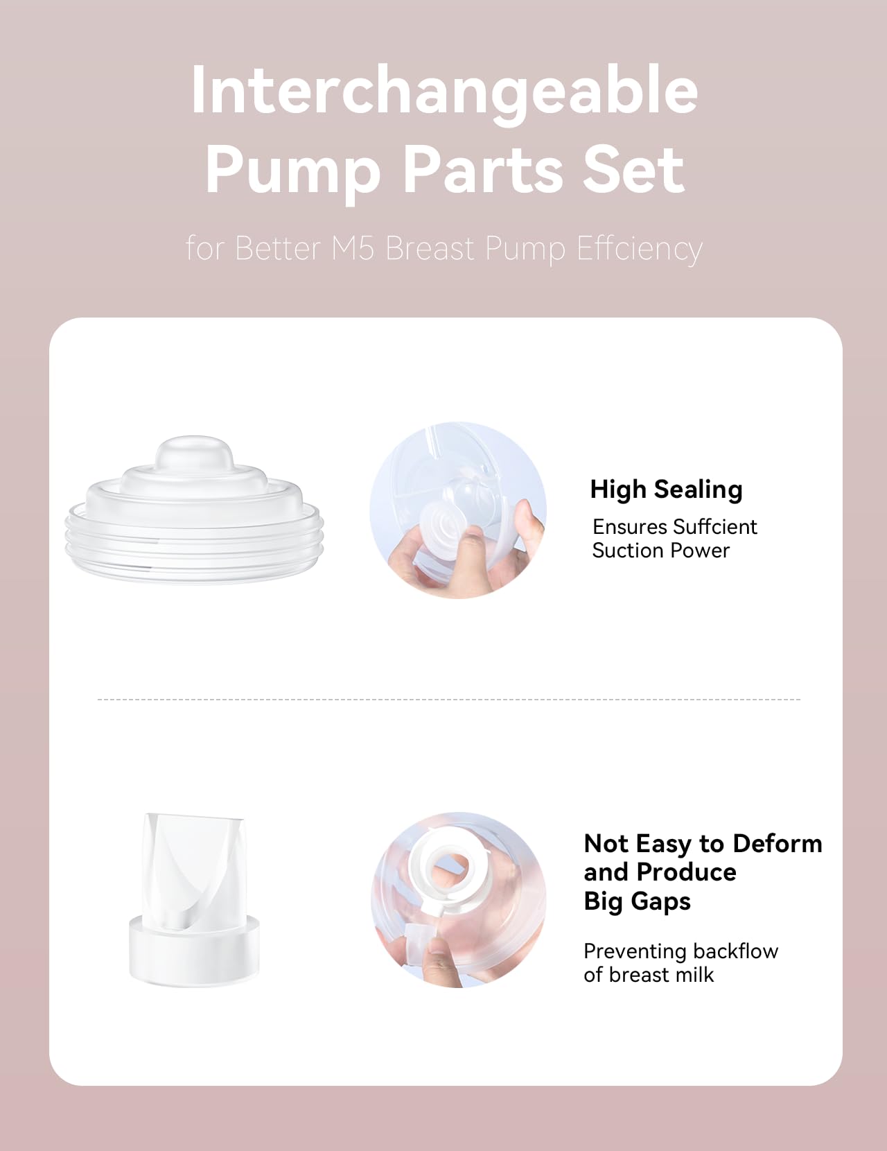 TOVVILD 8PCS Breast Pump Parts Compatible with Momcozy M5 Replacement to Diaphragms 2PCS and Duckbill Valves 6PCS, Not Original Mom Cozy Pump Parts Accessories