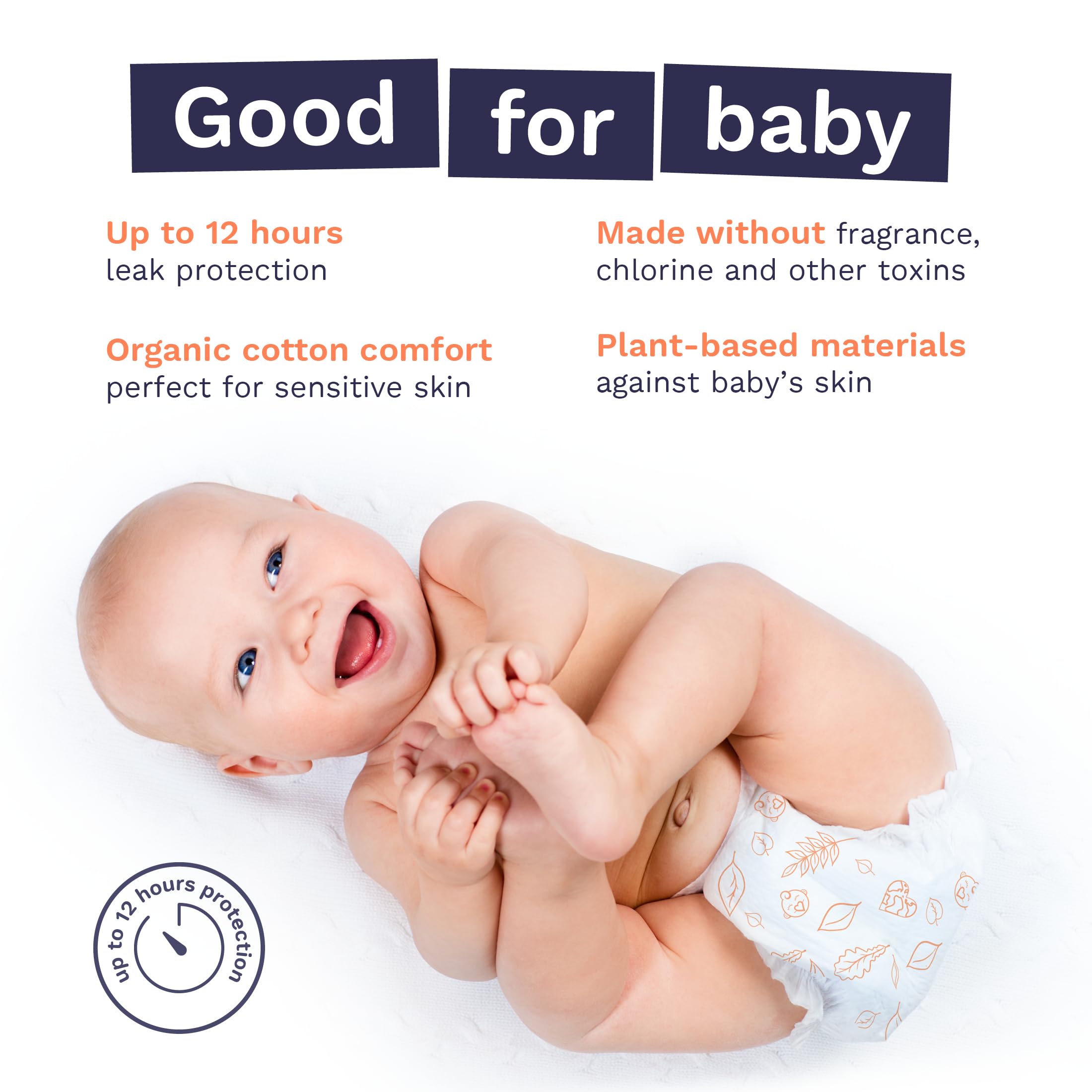 Size 3 Eco-Friendly Diapers (9-20 lbs) Totally Chlorine Free (TCF),Hypoallergenic, Soft Organic Cotton, Sustainable, up to 12 Hours Leak Protection, Allergy UK,26 Count (Pack of 3) (78 Baby Diapers)