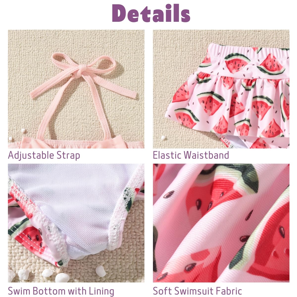 9 6-12 Months Infant Baby Girls Swimsuit Watermelon Bikini Two Pieces Bathing Suit Swimwear Summer Swimming Beach Set