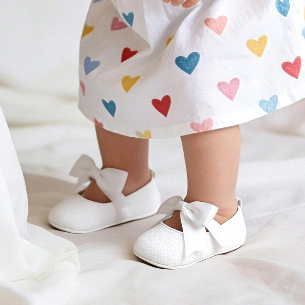 Soft Sole Leather Glitter White Baby Shoes - Infant Baby Walking Shoes Moccasinss Rubber Sole Crib Shoes(Glitter White,12-18 Months Infant)