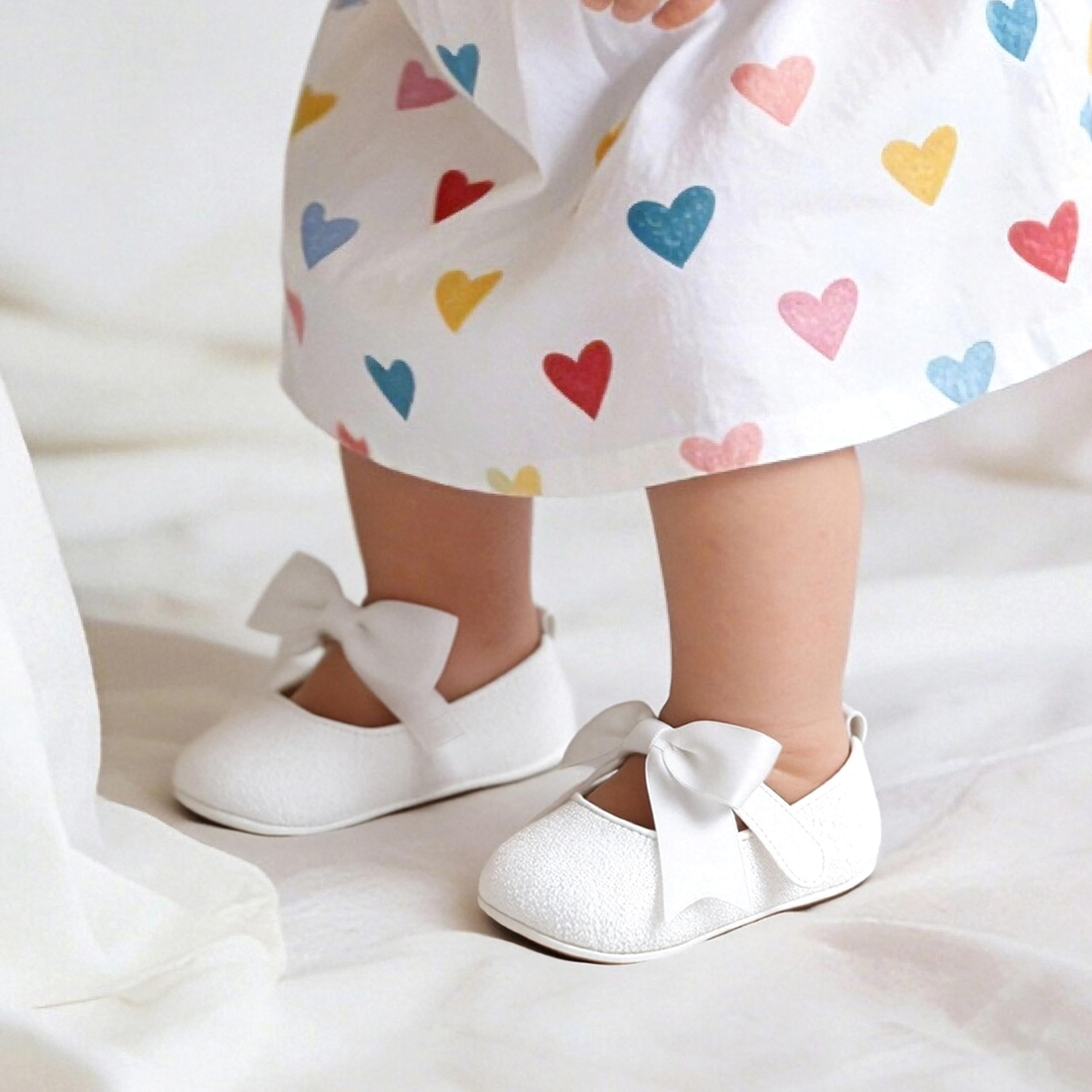 Soft Sole Leather Glitter White Baby Shoes - Infant Baby Walking Shoes Moccasinss Rubber Sole Crib Shoes(Glitter White,12-18 Months Infant)