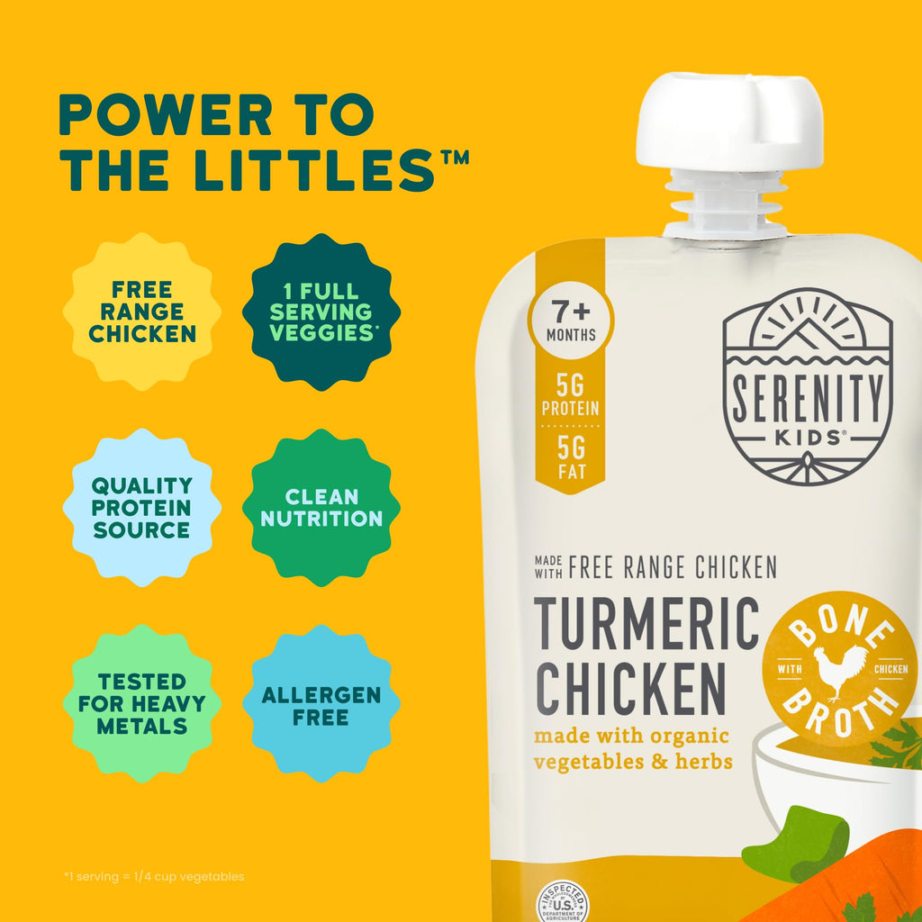 Serenity Kids Organic Chicken Puree Pouches, No Added Sugar, 3.5 Oz, 6 Pack