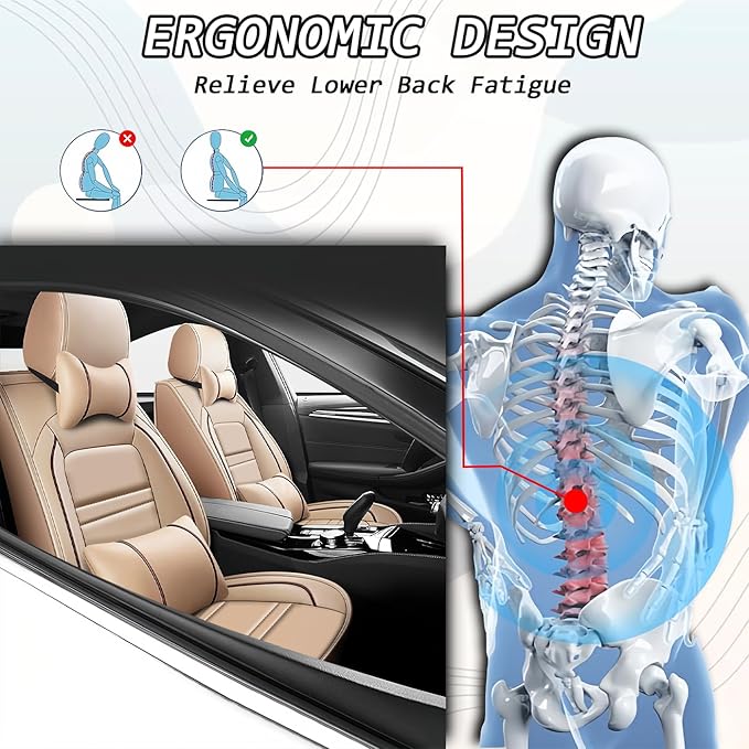 Car Seat Covers for Honda Accord 2003-2025 | 5-Seats Seat Covers, Waterproof Seat Protectors, Automotive Seat Covers (Full Set with Pillow,Beige)