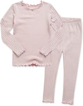 VAENAIT BABY 6M-12Y Infant Kids Toddler Junior Girls Soft Comfy Modal Tencel Shirring Sleepwear Pajamas 2pcs Set