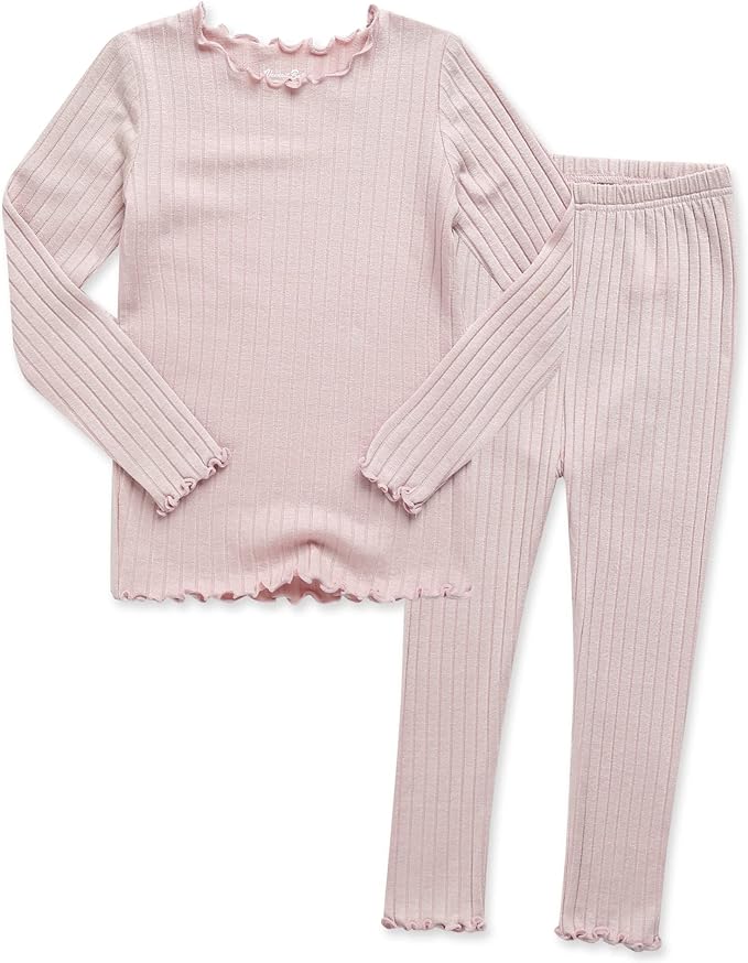 VAENAIT BABY 6M-12Y Infant Kids Toddler Junior Girls Soft Comfy Modal Tencel Shirring Sleepwear Pajamas 2pcs Set