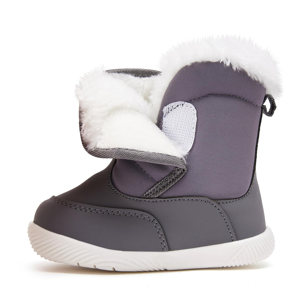 BMCiTYBM Baby Waterproof Snow Boots Infant Boy Girl Winter Booties Nonslip Lightweight Outdoor Warm Shoes for First Walkers 6 9 12 18 24 Months Grey Size 6-12 Months Infant