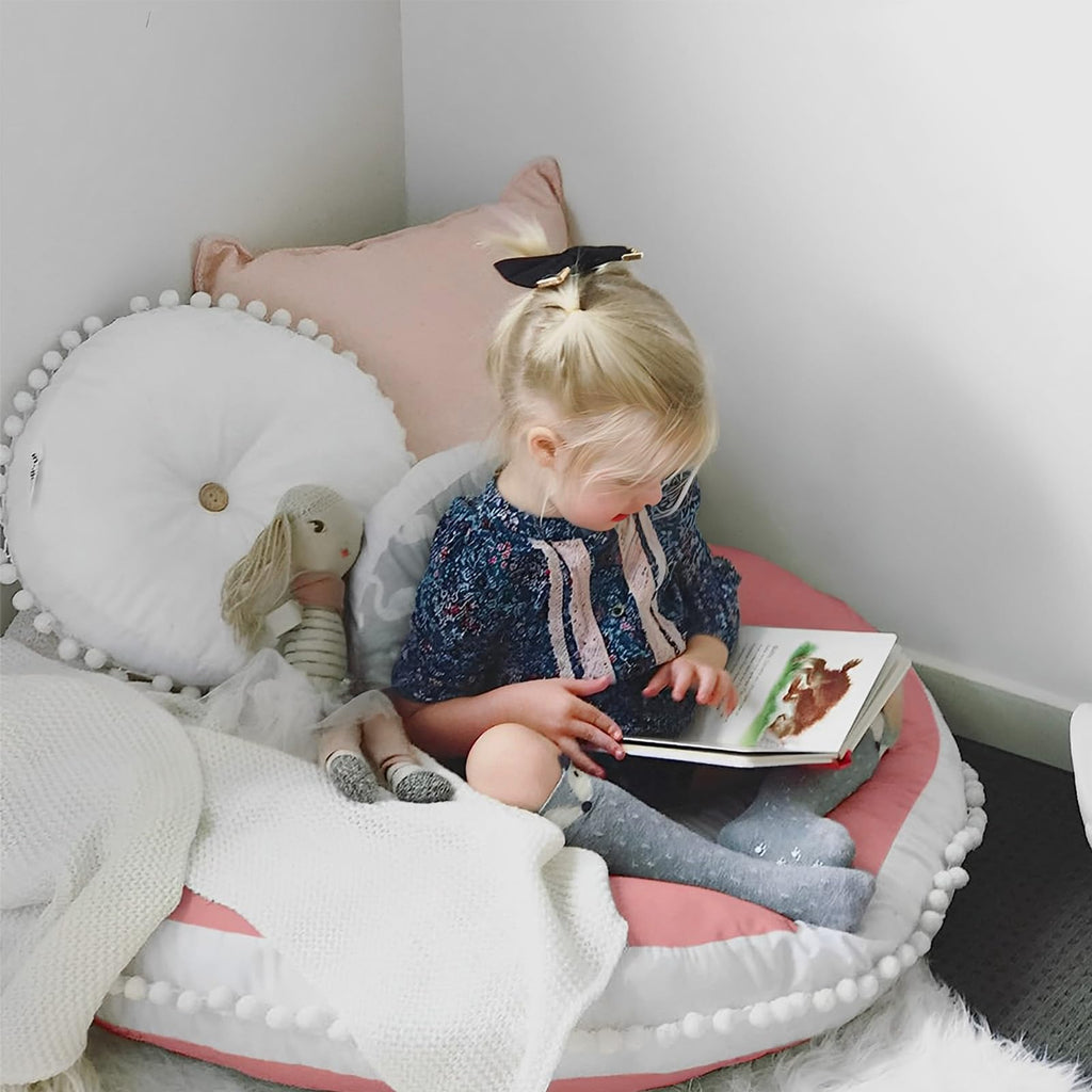 Kishome Large Floor Pillow Kids Round Floor Cushion Seating Pink