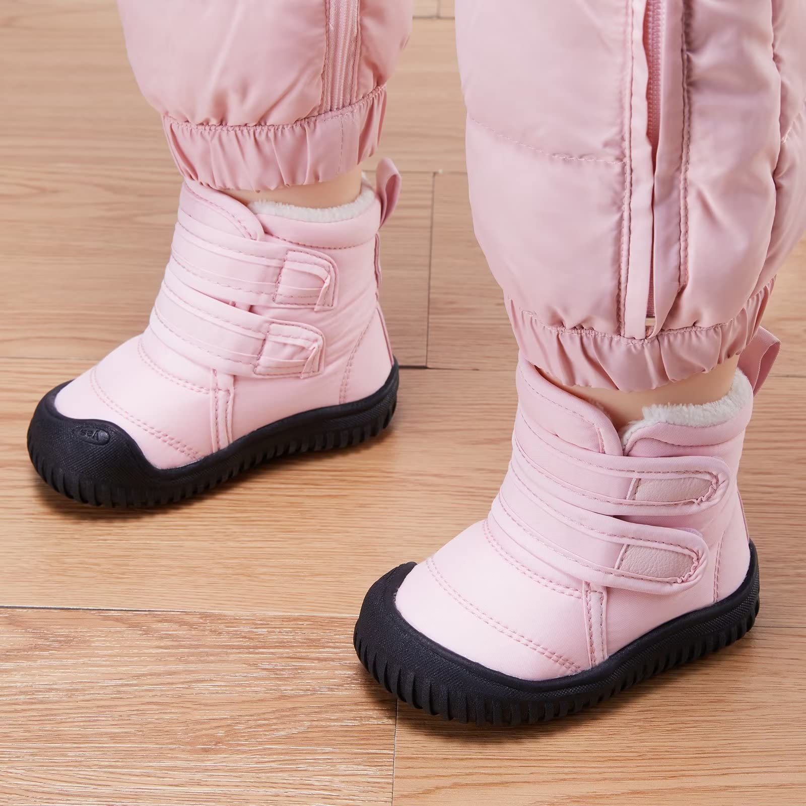 BMCiTYBM Baby Snow Boots Boys Girls Winter Infant Shoes Non Slip 6 9 12 18 24 Months Faux Fur Pink Size 18-24 Months Toddler