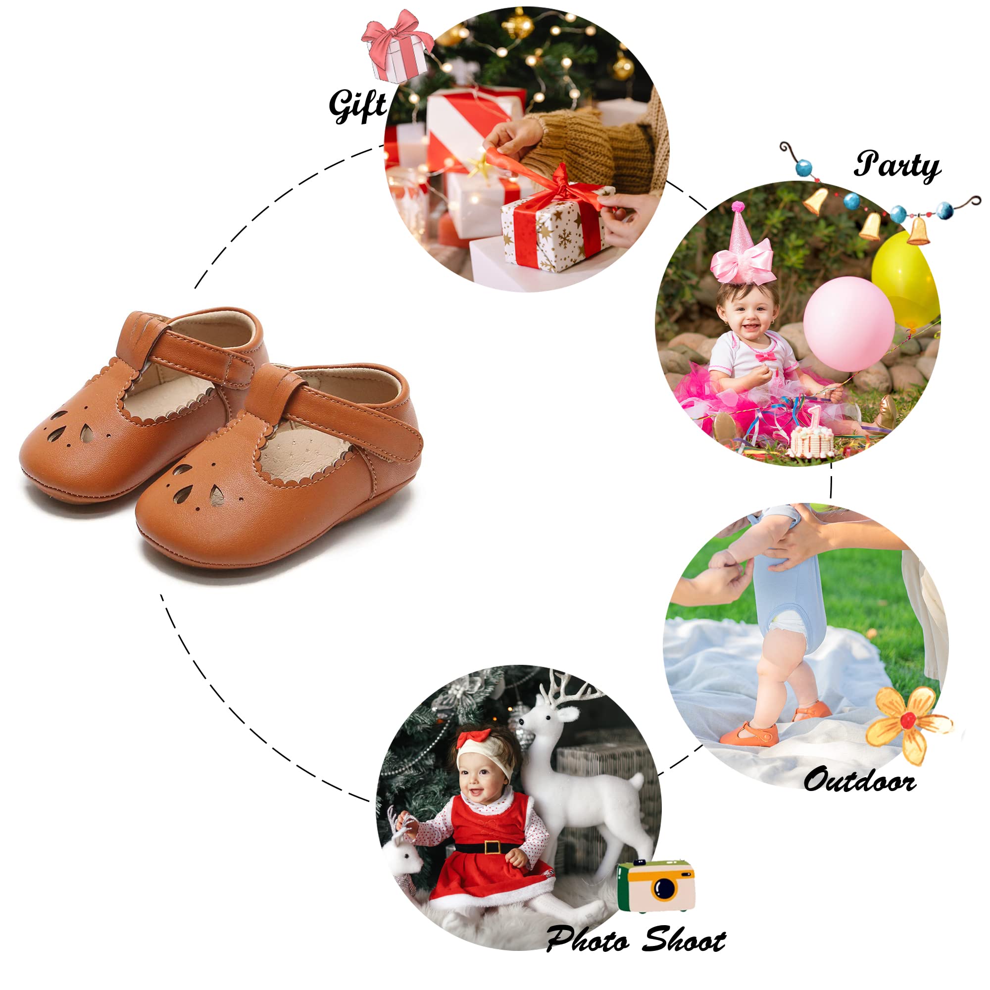 Soft Sole Brown Baby Shoes - Infant Baby Walking Shoes Moccasinss Rubber Sole Crib (Brown,12-18 Months Infant)
