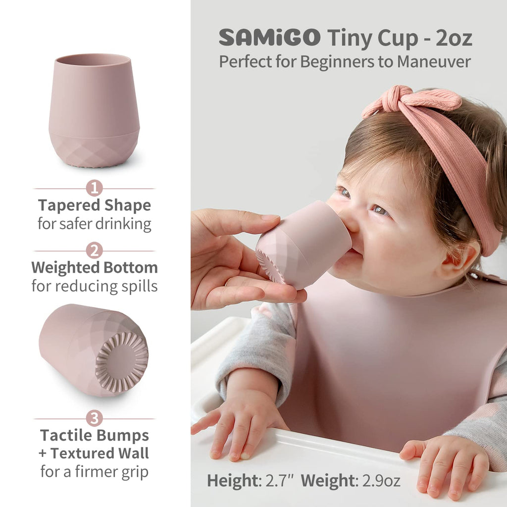 SAMiGO Silicone Baby Open Cup and Self Feeding Spoons Set, 6+ Months, 3 Pcs