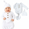Caden Lane Newborn Knotted Gown with Hat, Soft Bamboo Viscose Baby Sack, Unisex Infant Breathable Night gown