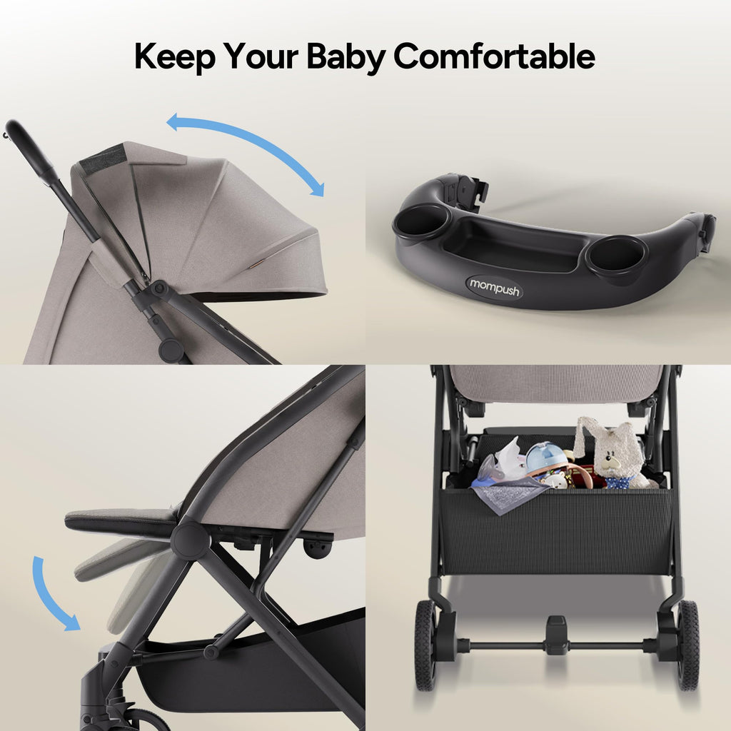 Mompush Lithe V2 Lightweight Travel Stroller with Organizer Included
