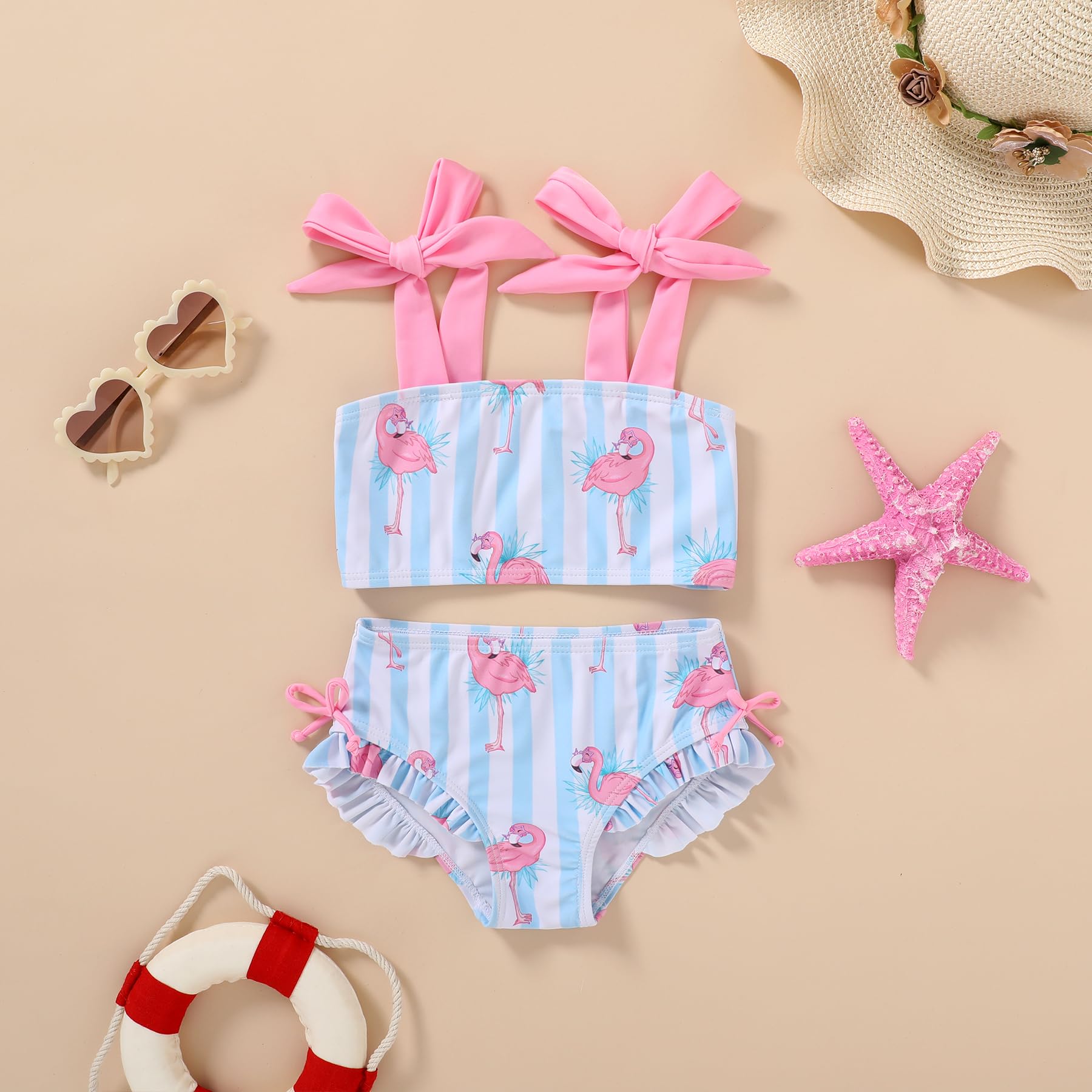 MAMAMI Toddler Swimsuit Girl Color Block Stripe Two Pieces Swimwear Baby Girl Summer Beach Bathing Suits