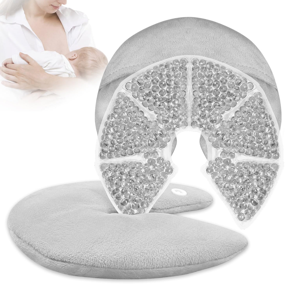 Hot Cold Gel Bead Breast Therapy Pack, Breast Ice Packs for Breastfeeding