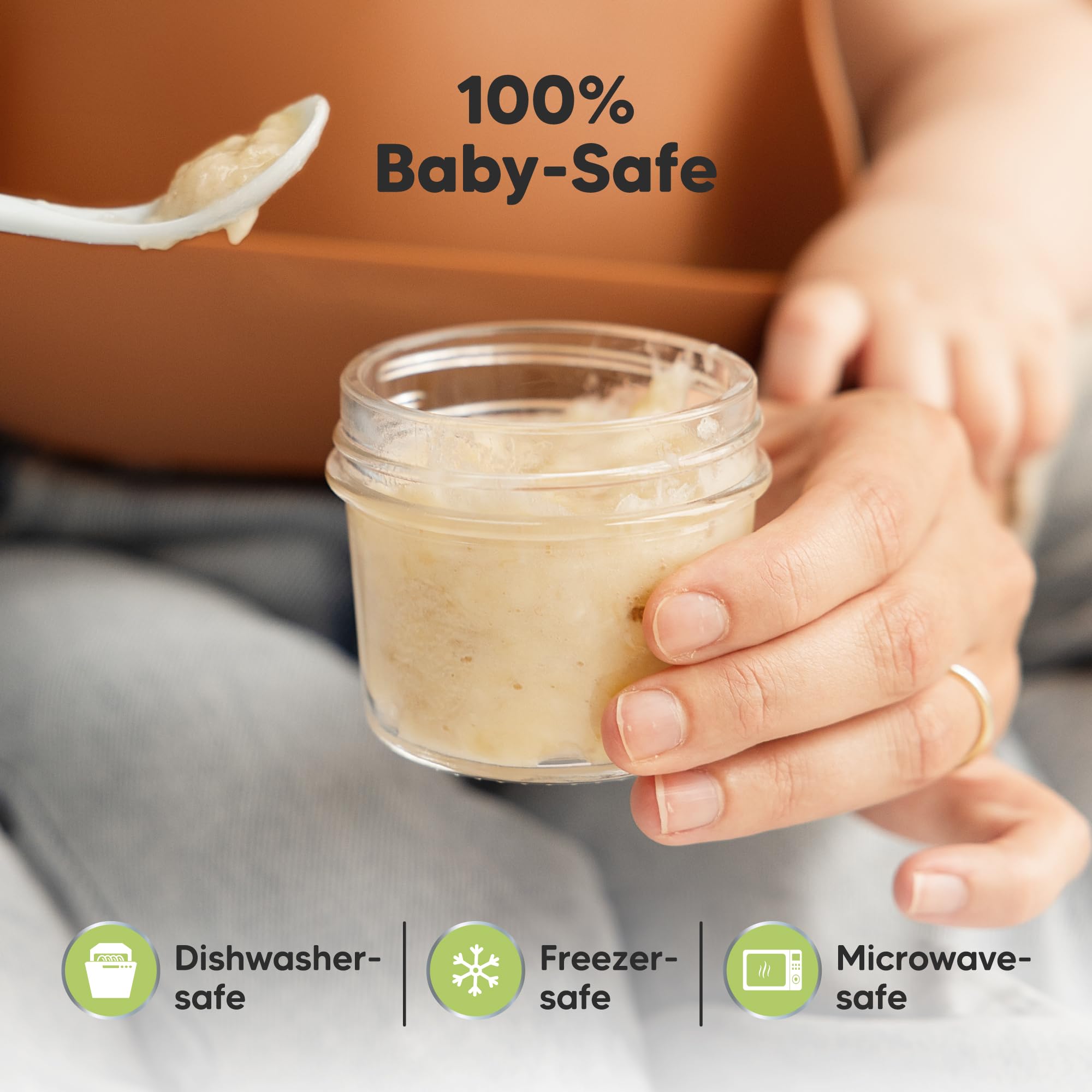 KeaBabies 12pk 4oz Glass Baby Food Containers with Lids, Leak-Proof (Lilac)