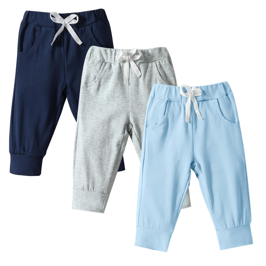 DREAM BUS Pack of 3 Toddler Jogger Pants with Pocket Toddler Boy Sweatpants Baby Boy Pants Infant Newborn Leggings