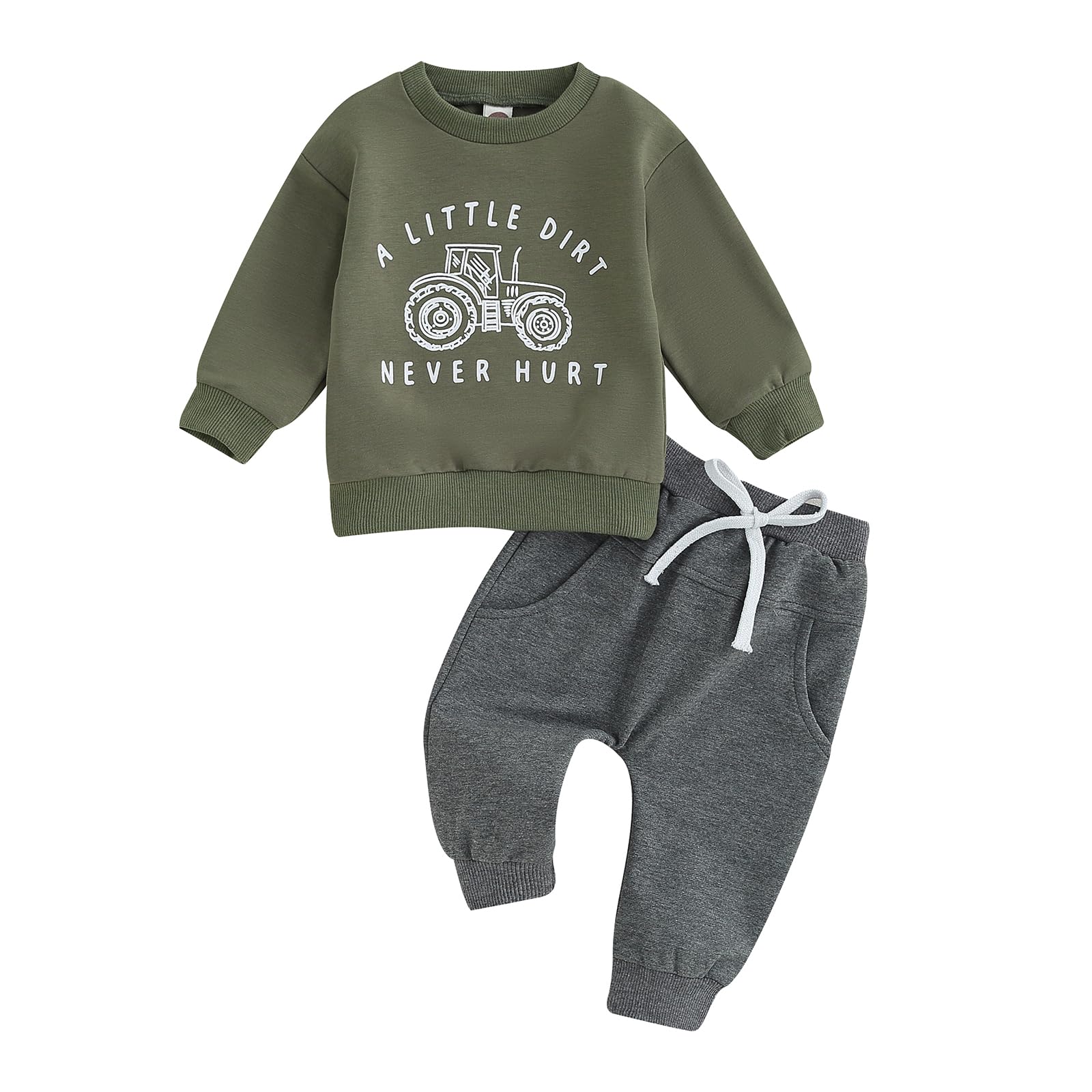 MA&BABY Toddler Baby Boy Clothes Solid Color Sweatshirt Jogger Pants Set
