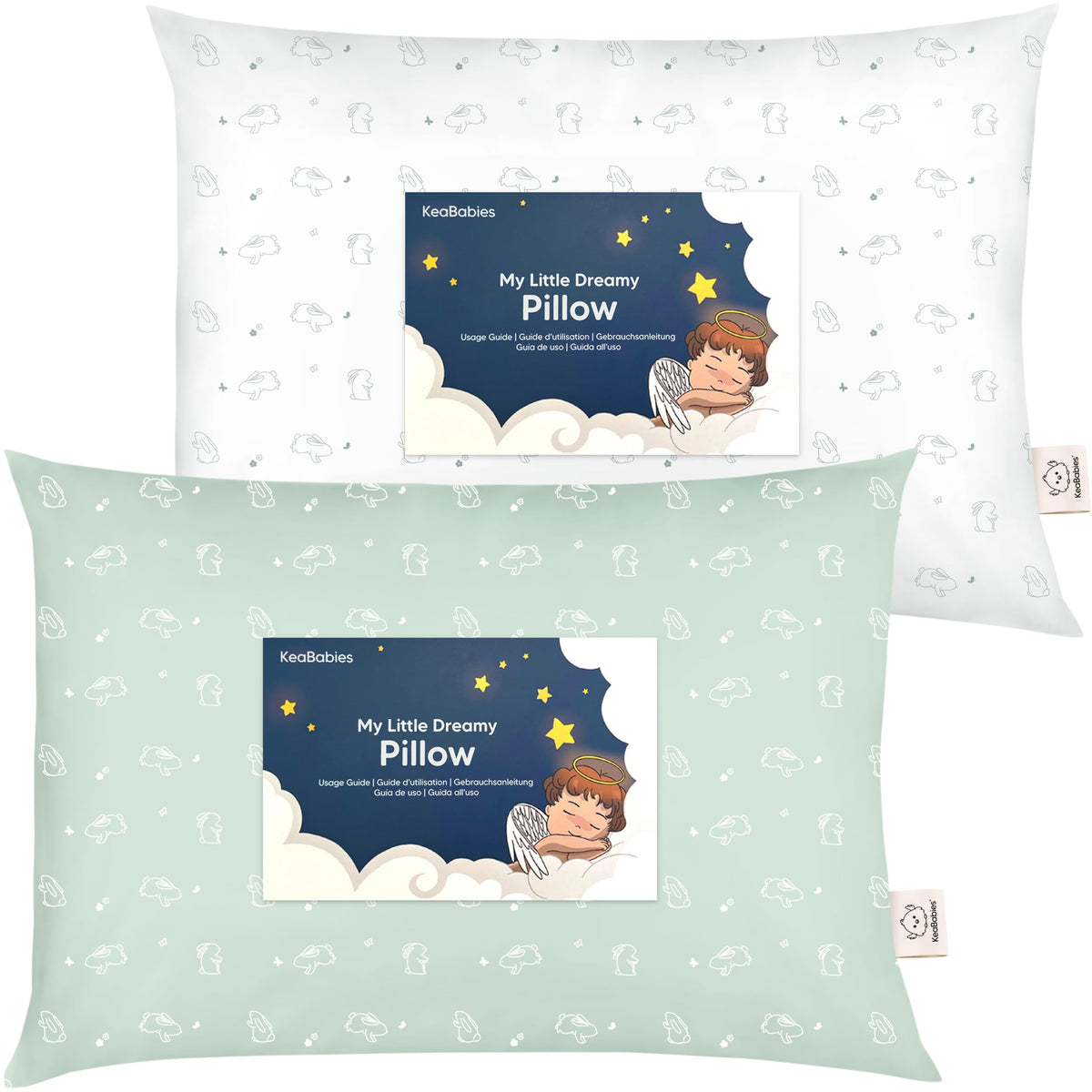 KeaBabies 2pk Toddler Pillows 2 Year Old to 5,13x18 Kids Pillow (Mist Pink)
