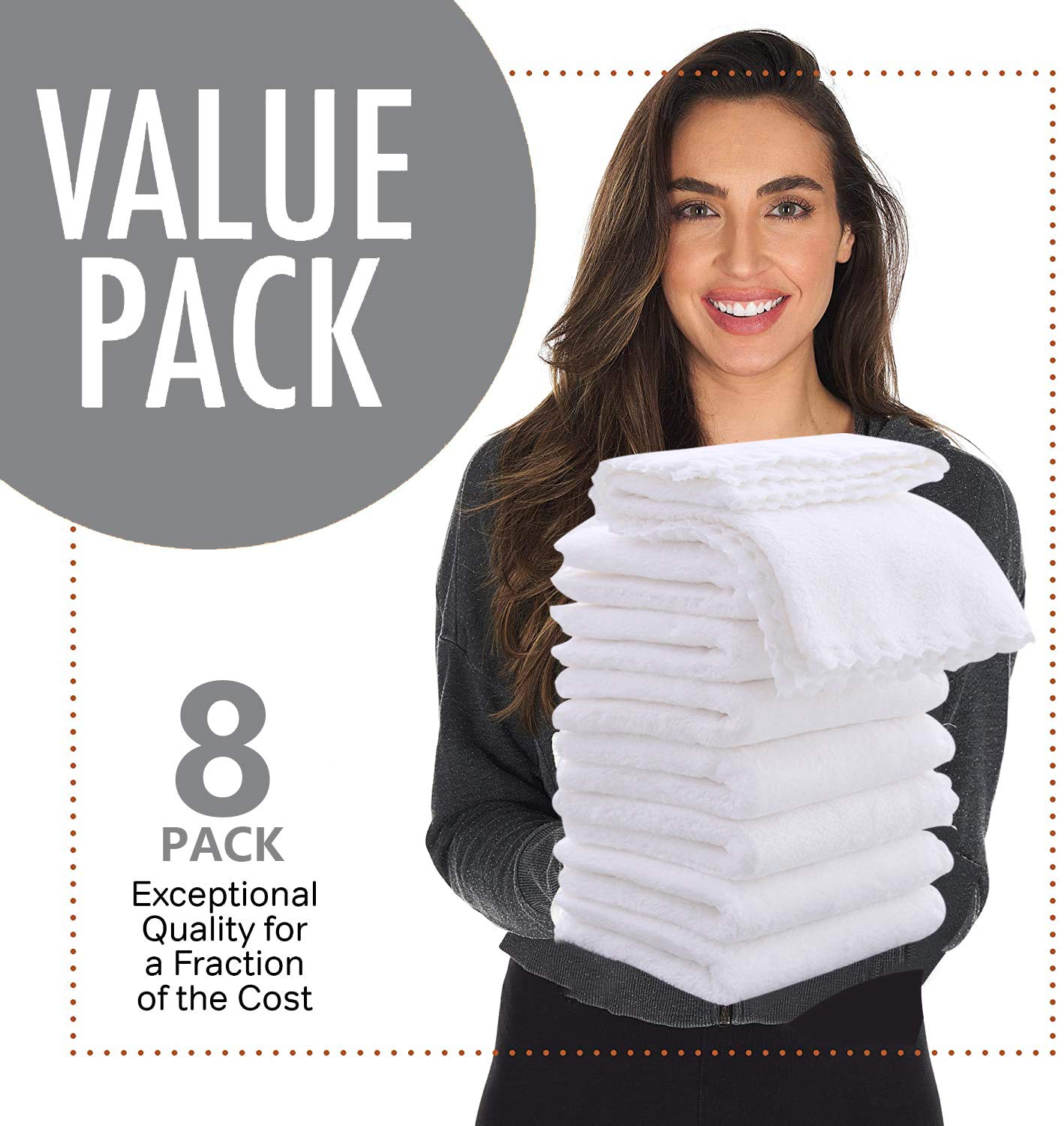 Spotted Play 8 Pack Large Burp Cloths for Baby - 20" by 10" Ultra Absorbent Burping Cloth, Baby Washcloths, Newborn Towel - Milk Spit Up Rags - Burpy for Unisex, Boy, Girl - Burp Cloths Set(White)