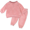 HonestBaby 2-Piece Cozy Velour Sweatshirt and Jogger Sweatpants Set 100% Organic Cotton for Toddler, Baby Boys, Girls, Pink, 12 Months