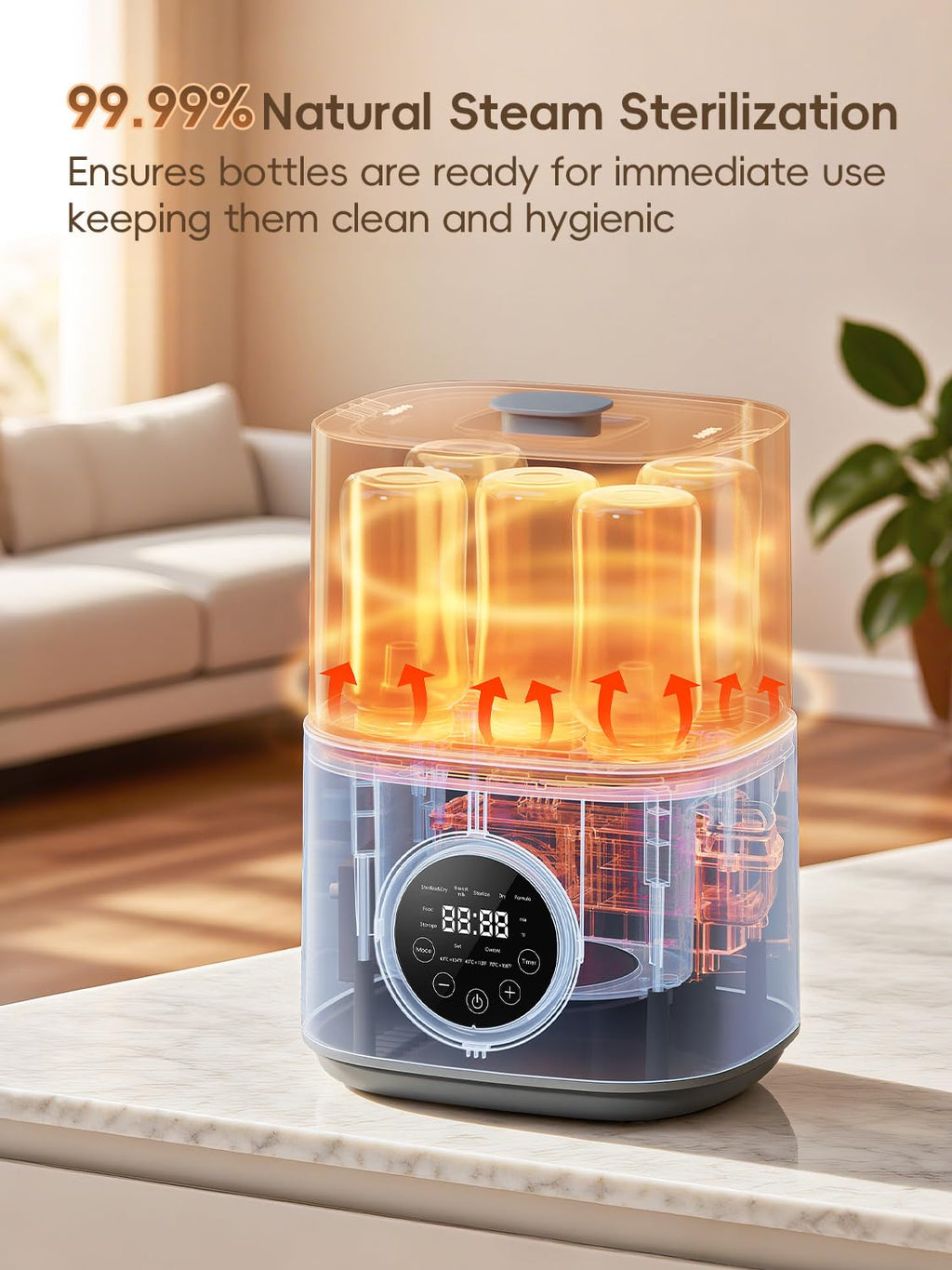 Feilizbebe Electric Steam Baby Bottle Sterilizer and Dryer and Warmer, Bottle Storage Sterile / Bottle Warmer / Heating Food Large Capacity Multifunctional All in One,Touch Screen & Auto-Shut