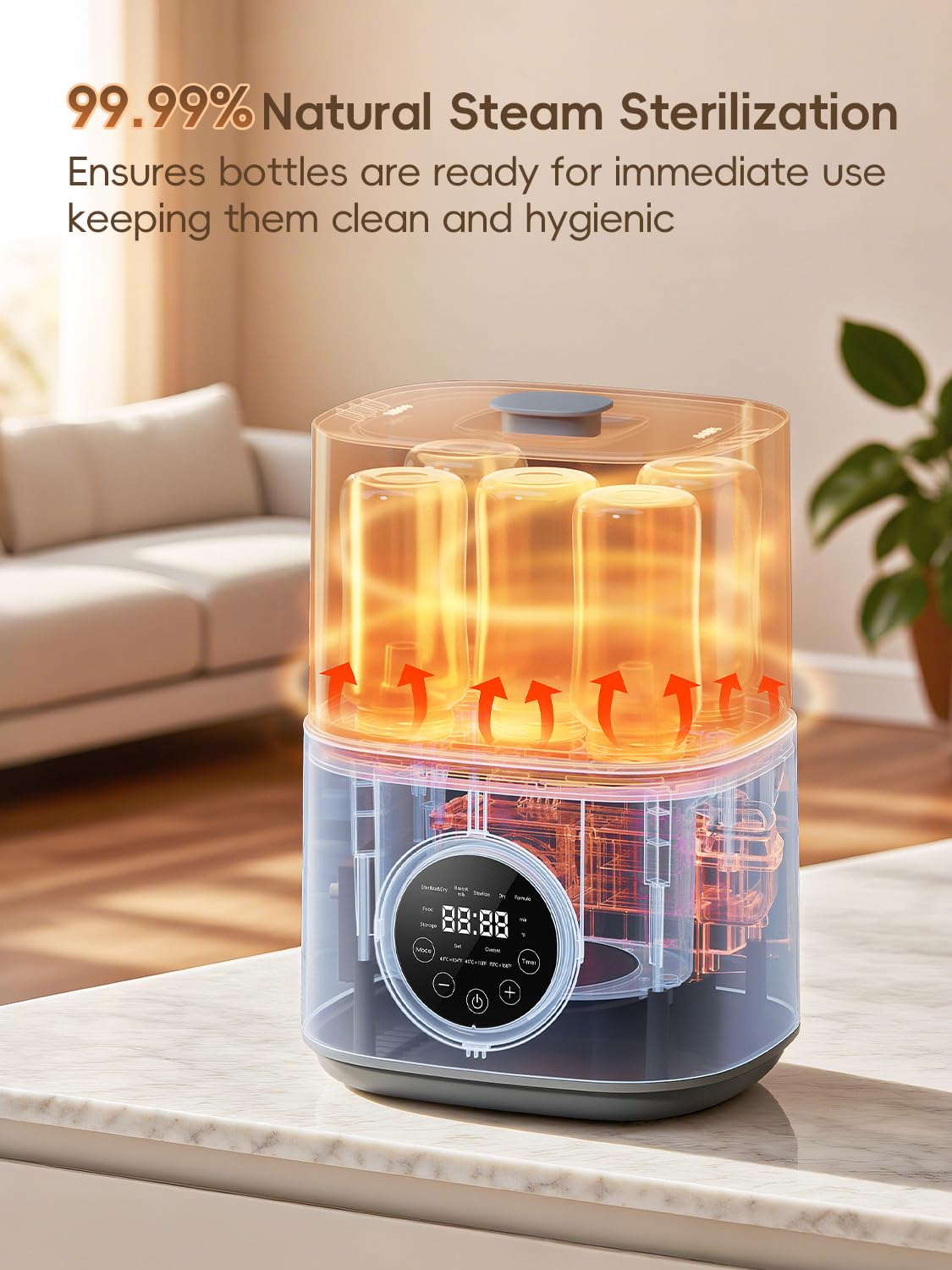 Feilizbebe Electric Steam Baby Bottle Sterilizer and Dryer and Warmer, Bottle Storage Sterile / Bottle Warmer / Heating Food Large Capacity Multifunctional All in One,Touch Screen & Auto-Shut