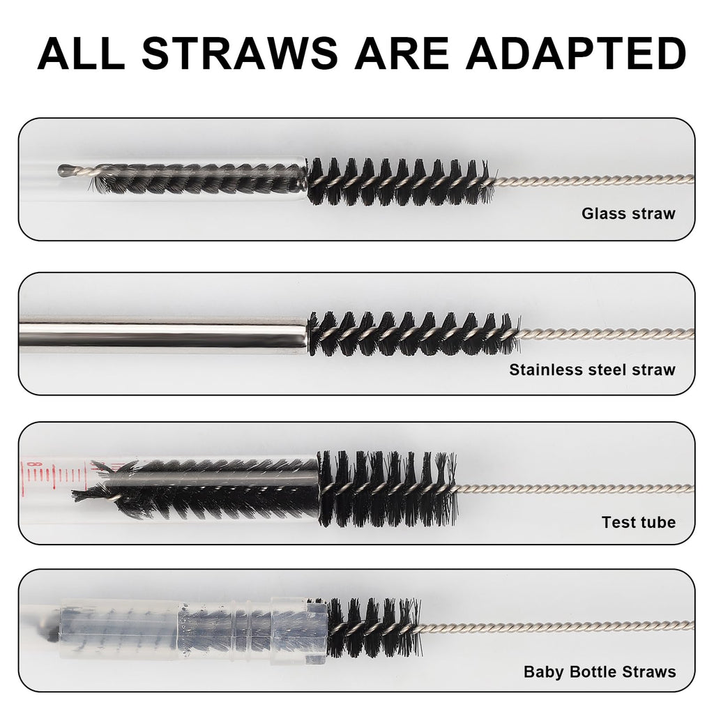 Ixiaoyoo 12 Pcs Straw Cleaner Brushes Set, 8.2 Inch Nylon Cleaning Brush