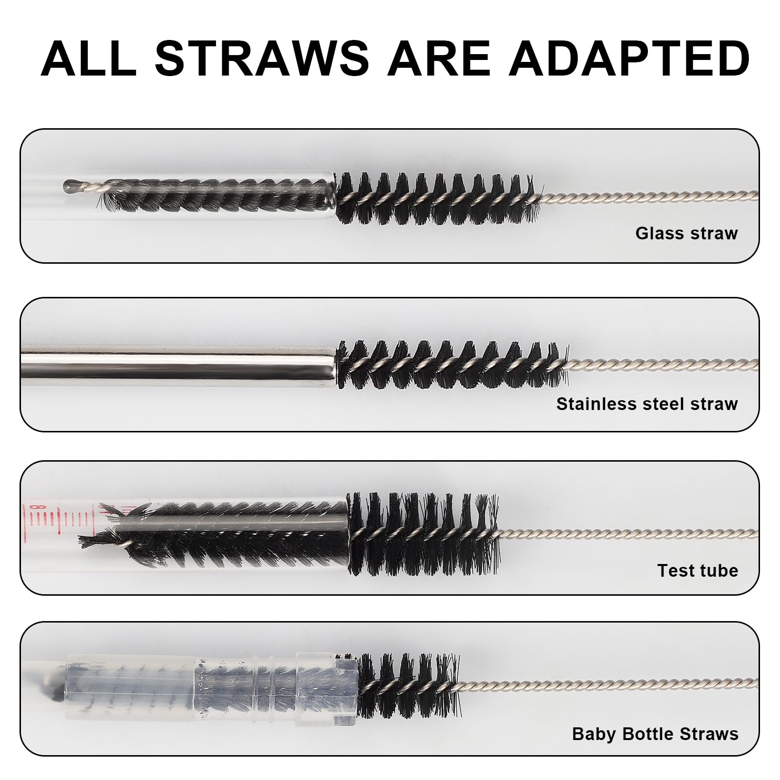 Ixiaoyoo 12 Pcs Straw Cleaner Brushes Set, 8.2 Inch Nylon Cleaning Brush