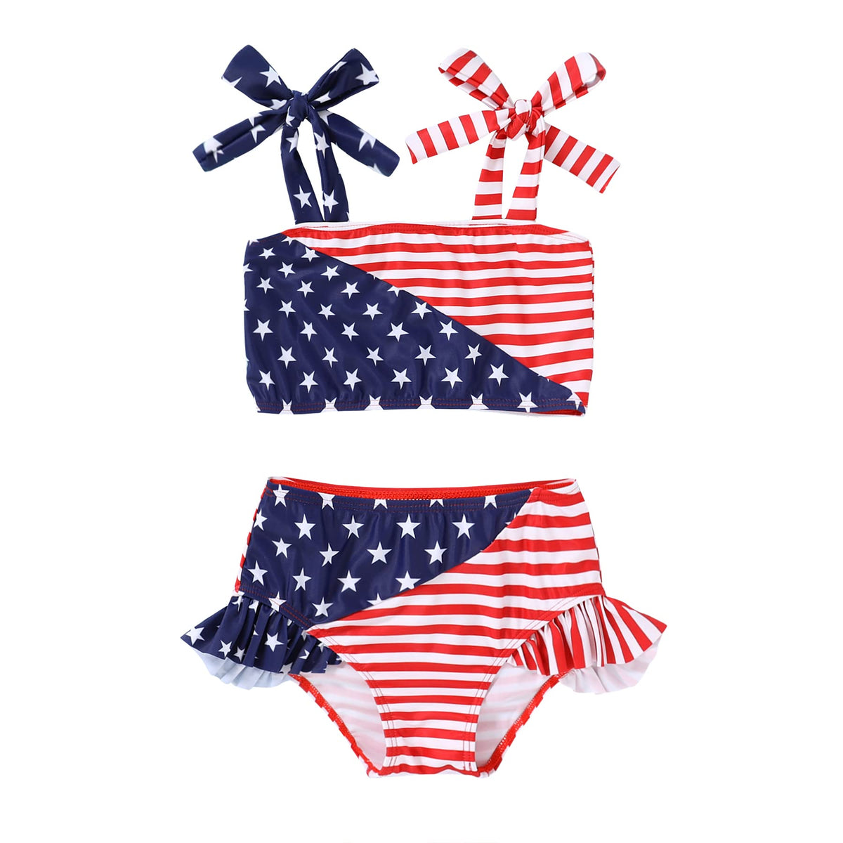 YOUNGER TREE Toddler Girls Two Pieces Swimsuit Color Block Stripe Swimwear Summer Beach Bathing Suit 18M-5T (Pink, 7-8T)